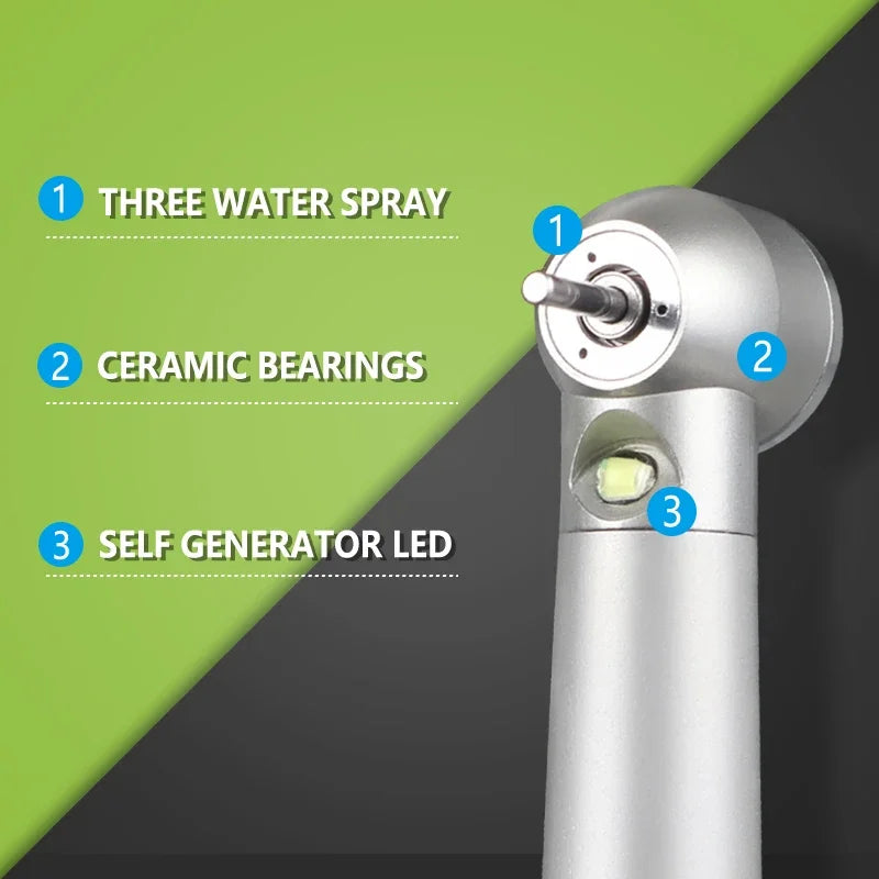 Dental LED High Speed Handpiece Dentist Tips E-Generator rotation Push Button Triple Water Ceramic Rotor Dentistry Sets