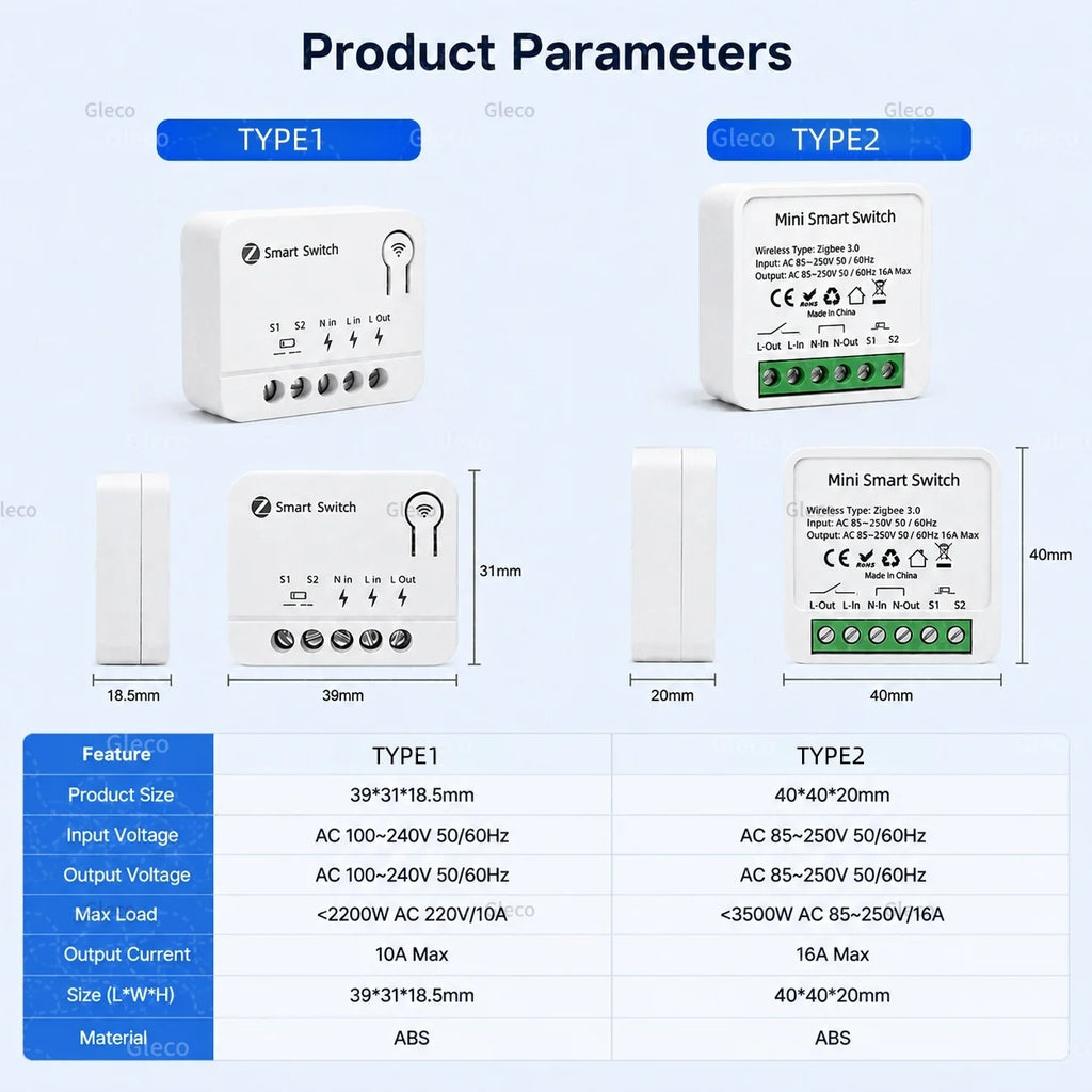Zigbee TUYA 1/2/3Gang Mini Smart Switch Module 10A/16A DIY Relay Switches Breaker Works With Alexa Google Home Assistant 2MQTT