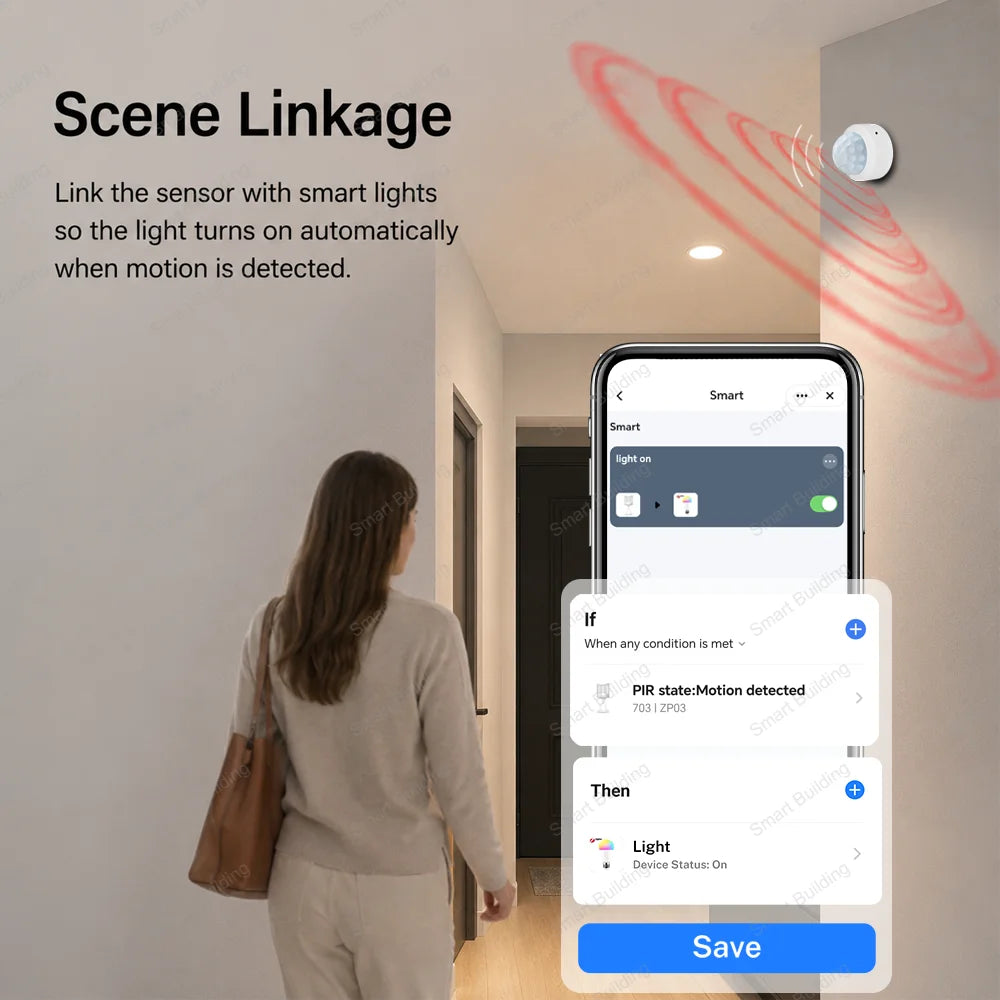 Tuya Zigbee Mini PIR Motion Sensor Human Motion Infrared Detector Security Alarm Work With Alexa Google Home ZHA Zigbee 2MQTT