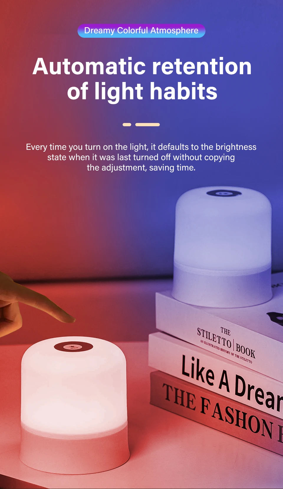 Table Lamp Bedside Lamp For Bedroom 16 Color Changing Touch Night Light RGB Remote Dimmable Rechargeable Portable Room Light