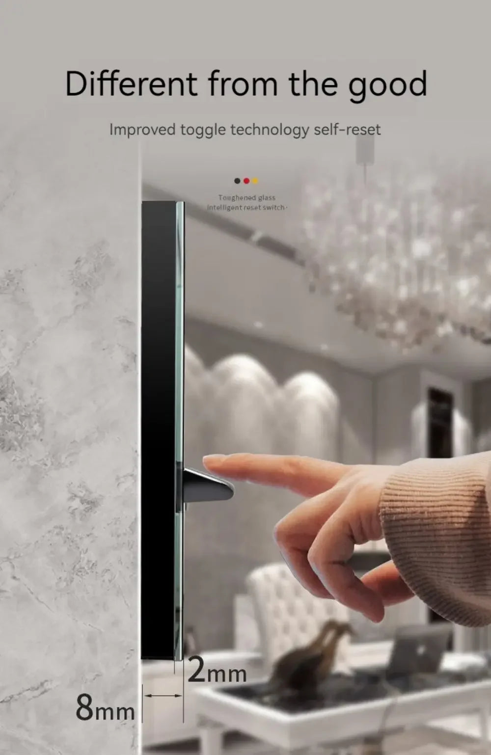 Glass Touch Switch Tempered Crystal Panel 1/2/3/4 Gang Wall Light Switches Sensitive LED Backlight Metal Push Button 110V 220V