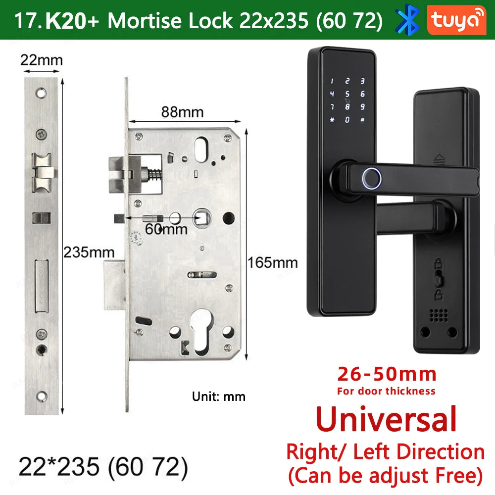 CDOK K20-Tuya Bluetooth door lock, multiple unlocking methods, suitable for office/apartment/B&B/bedroom doors