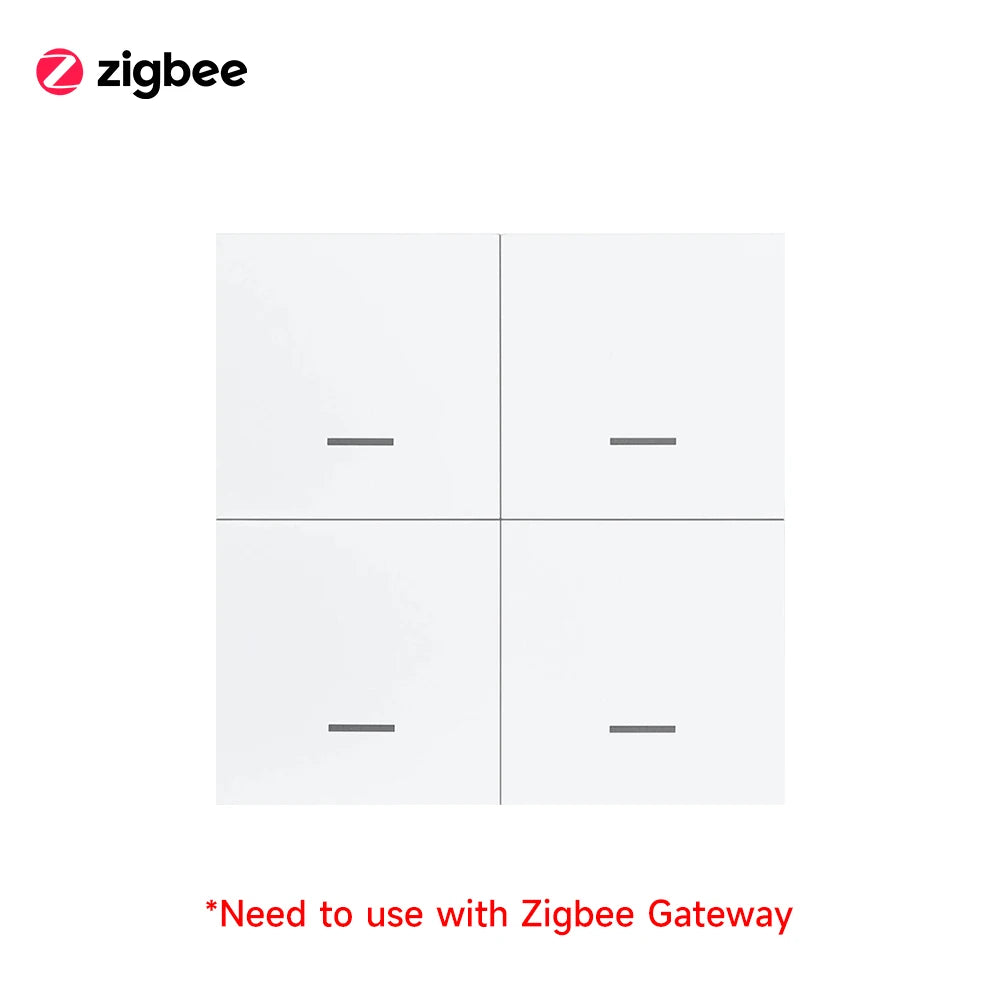 Tuya ZigBee 3.0 Smart Scene Switch Wireless Free Sticker Wall Scene Switch Push Button Battery Powered Transmitter Alexa