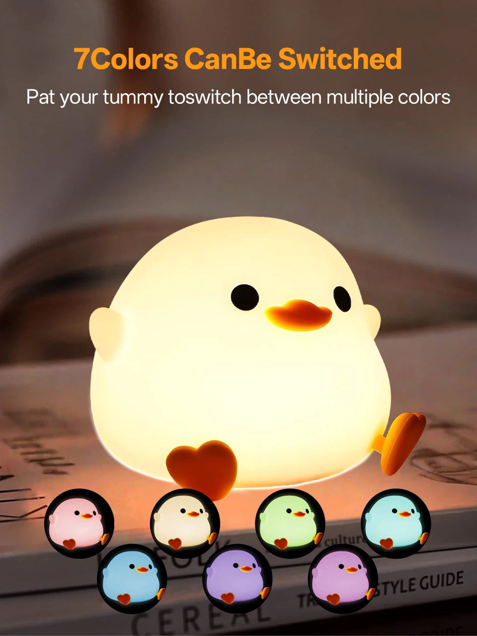 GGbingo Rechargeable Night Light LED Cartoon Animal Silicone Lamp for Kids Touch Sensor Timer USB Children's Room Dec