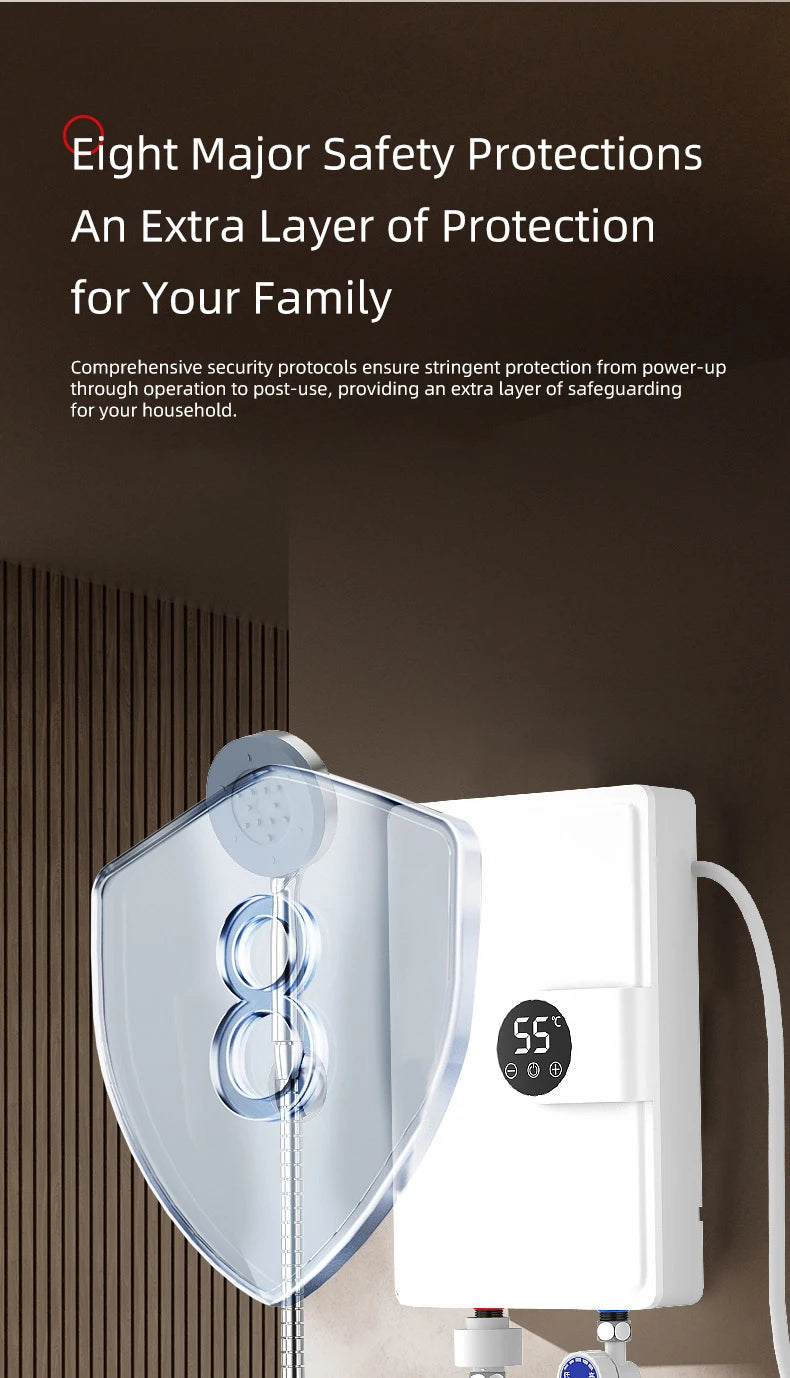 Smart Inverter Electric Water Heater Instant Water Heater Fast Heating Shower Instant Heating Water Heater LED Touch Controls