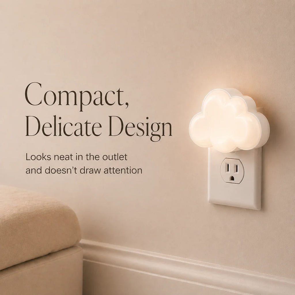 Cloud Shaped LED Nightlight with Light Sensor Plug in Automatic on Off Lamp for Children Room Hallway Stairway