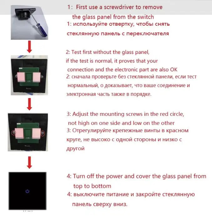 2way 3way 1gang Touch Switch Wall Light Switches No Neutral Wire 240V No Wifi For Staircase Bedside Switches Bedroom