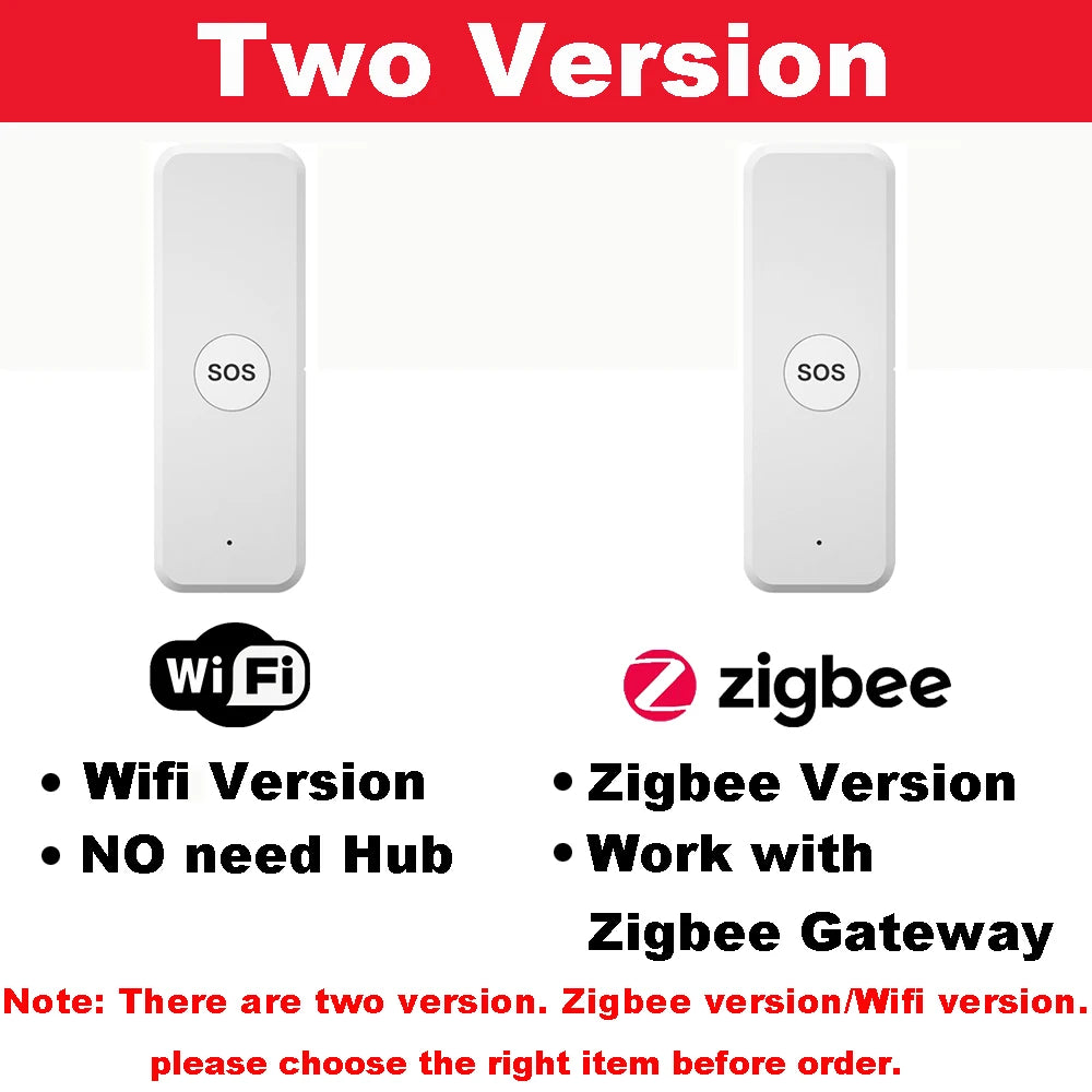 Tuya WiFi or Zigbee WiFi Panic Button for Elderly Senior Emergency Fall Alert Devices SOS Life Alarm Caregiver Pager Tuya Smart