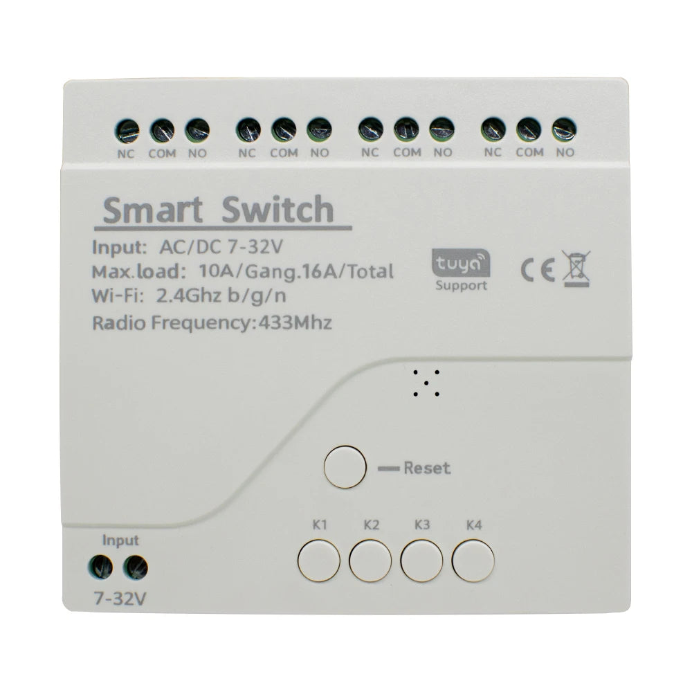 Tuya Relay 4CH Smart Home Switch Module 5V 12V 32V 220V RF 433 Radio Remote Control Work With Alexa Google Home