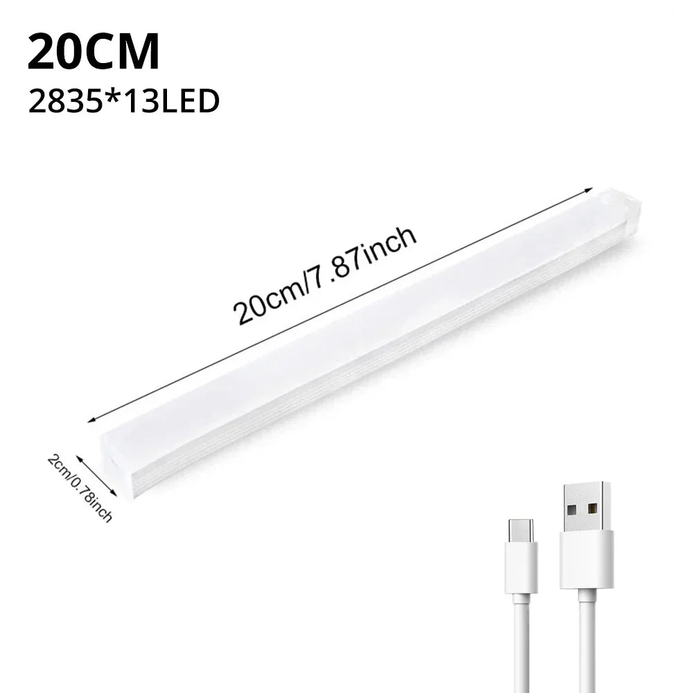 Motion Sensor Light Wireless Rechargeable LED Night Light Closet Cabinet Wardrobe Lamp Kitchen Staircase Backlight 10/20/30/50cm