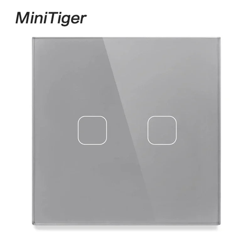 Touch Switch EU/UK Standard White Crystal Glass Panel Touch Switch, AC220V,1 Gang 1 Way, EU Light Wall Touch Screen Switch
