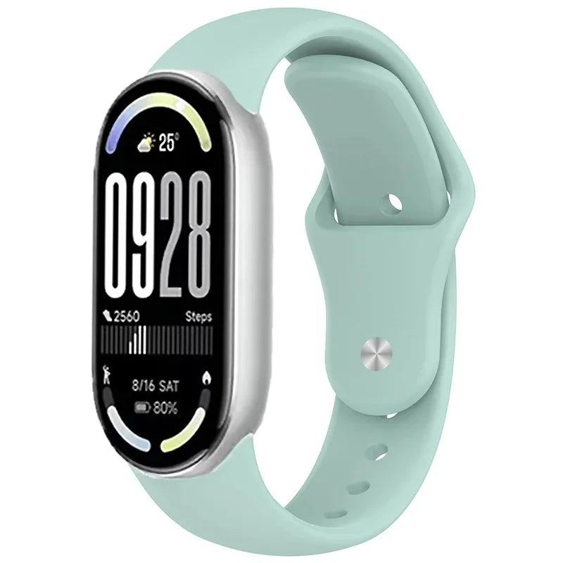 Soft Silicone Strap for Xiaomi Mi Band 10 9 8 NFC Smart Watch Sport Replaceable Bracelet Correa for Mi Band 10 Breathable Strap