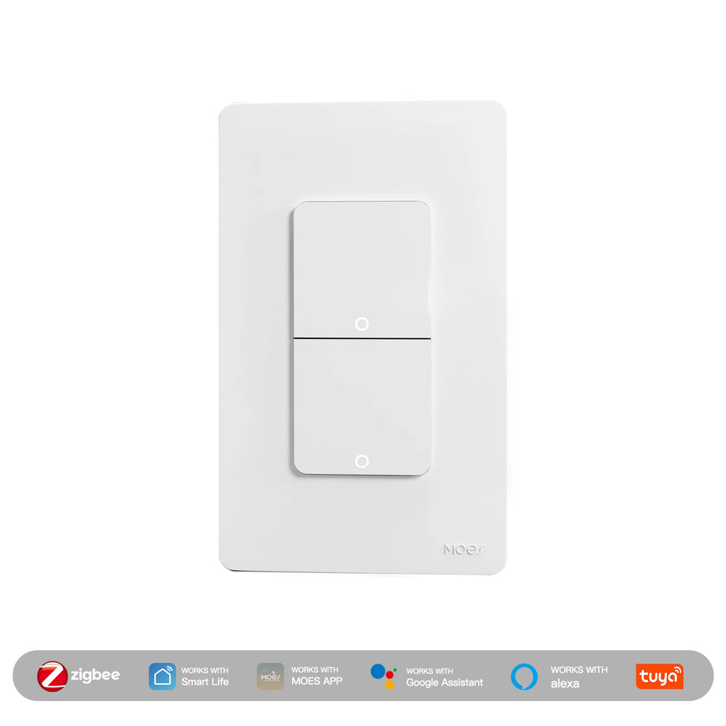 MOES Tuya ZigBee Smart Light Switch US Push Button Wall Switch Work With Alexa Google Home Neutral Wire/No Neutral Wire Required