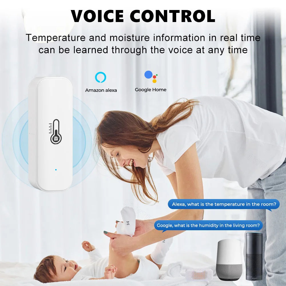1~10PCS Tuya WiFi Temperature and Humidity Sensor Remote Monitor For Smart Home Work with Alexa Google Assistant