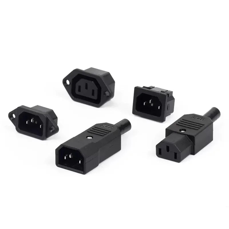 C13 C14 Electrical Power Socket Computer Mount Outlet 3 Pin IEC320 LED Rocker Switch Brass 10A Fuse Inlet Plug Connector 250v