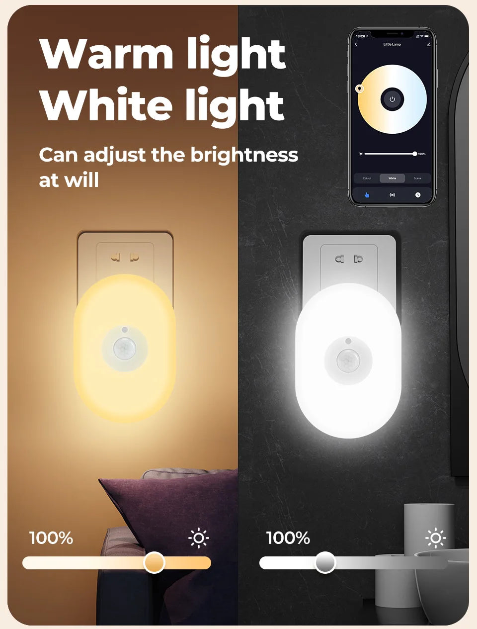 WiFi Tuya Smart Led Night Light PIR Motion Sensor Eu Us Uk Plug In Wall Lamp Warm White RGB Room App Voice For Alexa Google Home