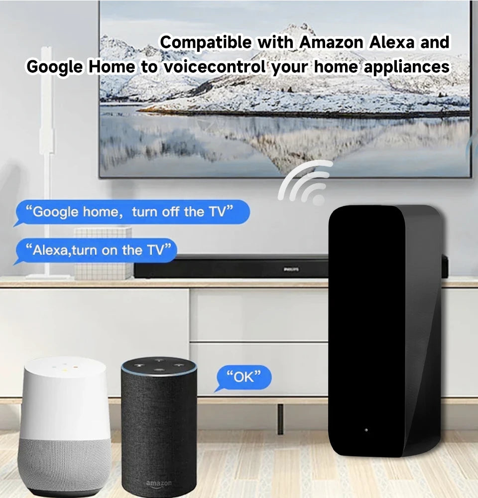 IHSENO Tuya Zigbee IR Remote Controller Smart Home Zigbee IR Remote Battery-Powered Compatible with Alexa Google Assistant