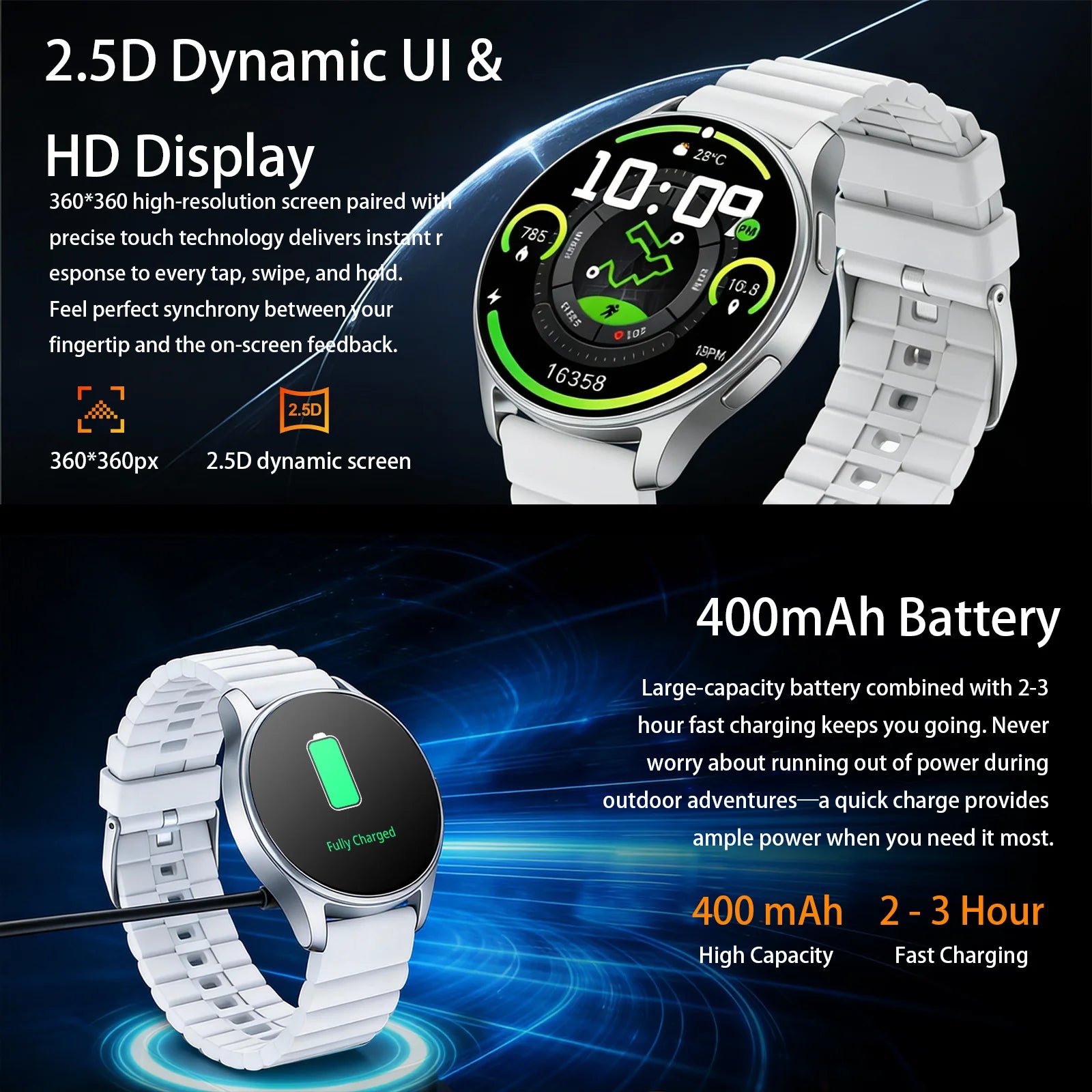 Men's and women's smartwatches, wireless dialing, fitness trackers, compatible with IOS and Android wearable smart wristbands