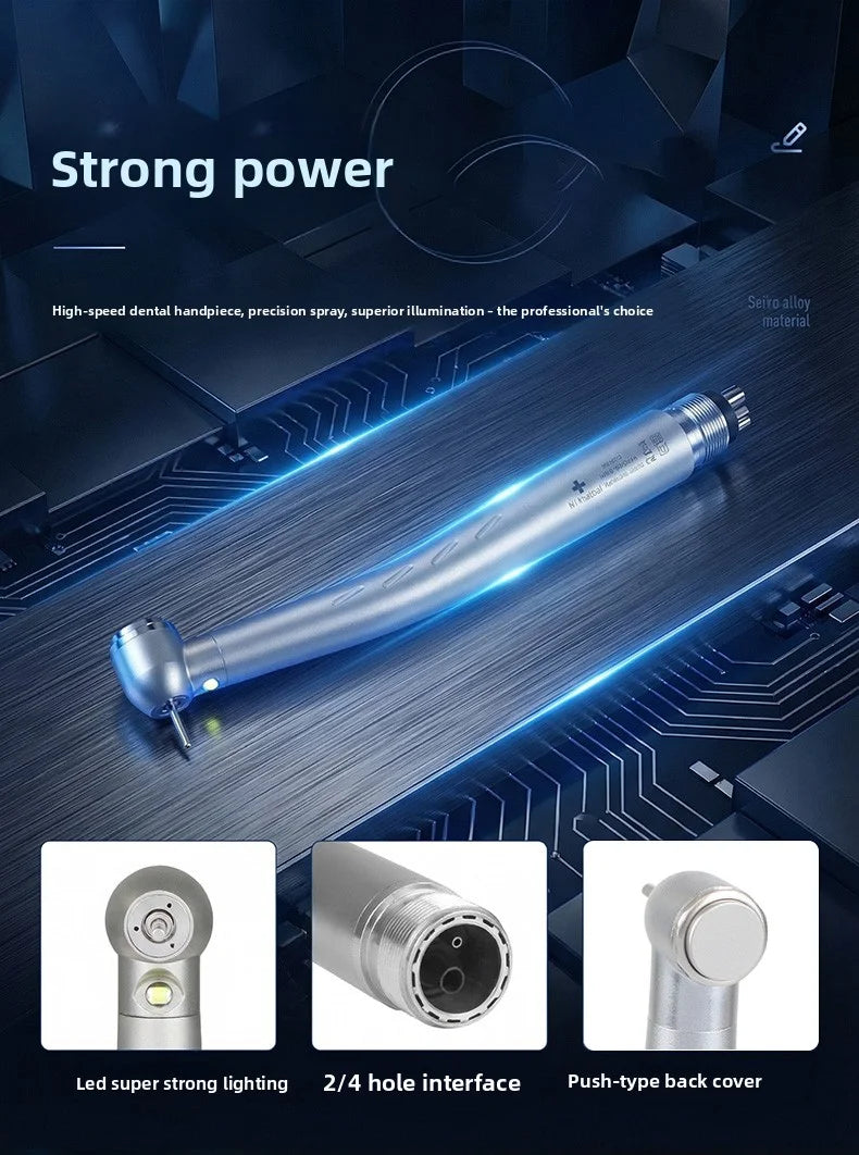 LED Light Dental High Speed Handpiece Ceramic Bearing Cartridge Rotor Push Button Air Turbine Triple Water Spray B2 M4 2/4 Holes