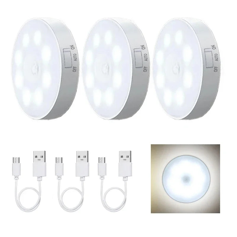 LED Human Body Induction Night Light 8LEDs USB Charging Smart Sensor Lamp Bedside Bedroom Home Corridor Lighting Mini Wall Lamp