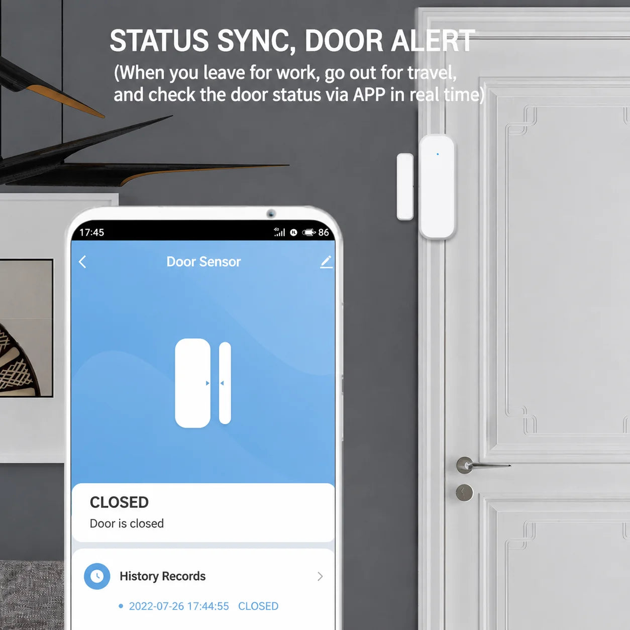 Tuya Wi-Fi Smart Door And Window Sensor with Magnetic Switch Alexa & Google Home Compatible Home Automation Security