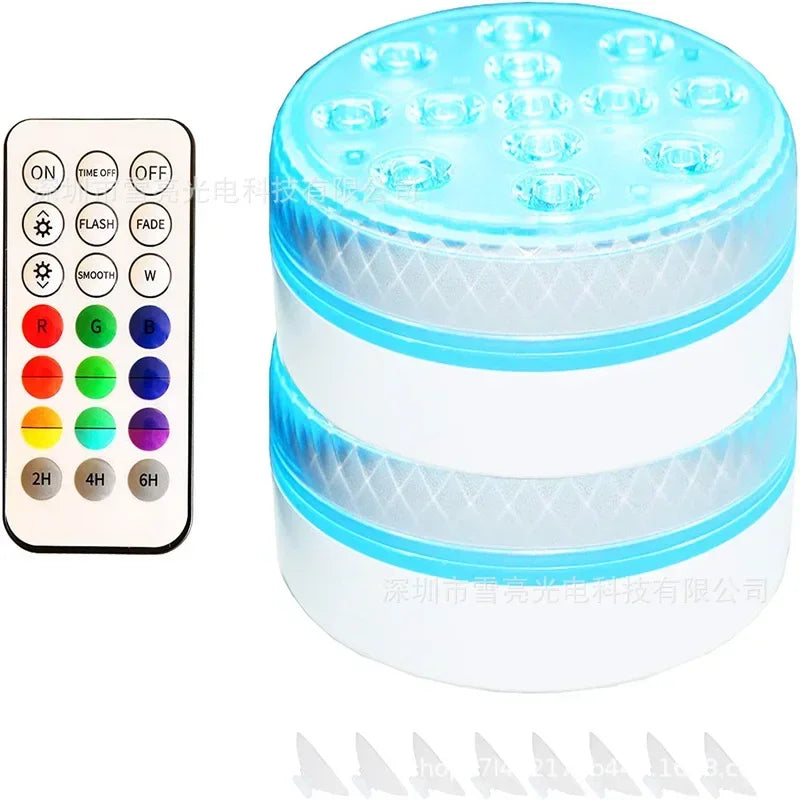 Updated IP68 RGB Submersible 13LED Underwater Light with Remote Control Underwater Pool Light Bright Lamp for Pond/Pool/Aquarium