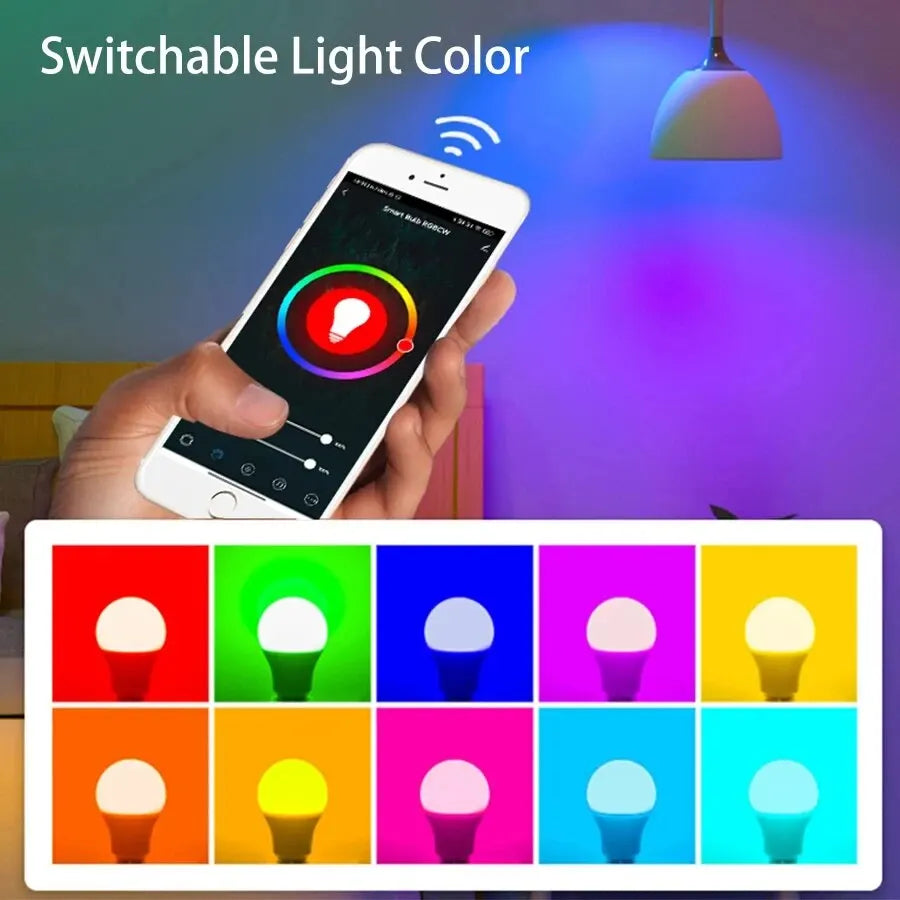 Tuya Smart WiFi LED Light Bulb E27 AC85-265V 12W 15W 18W Alexa Google Home Voice Control Smart Life APP RGB Color Changing Lamp