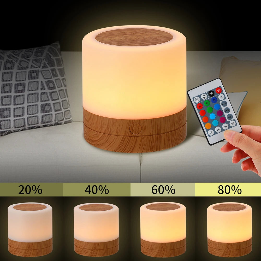 RGB Night Lamp Camping Light Atmosphere Night Lights Bedside Lamps Color Changing Tent with Remote Touch Control for Bedroom Dec