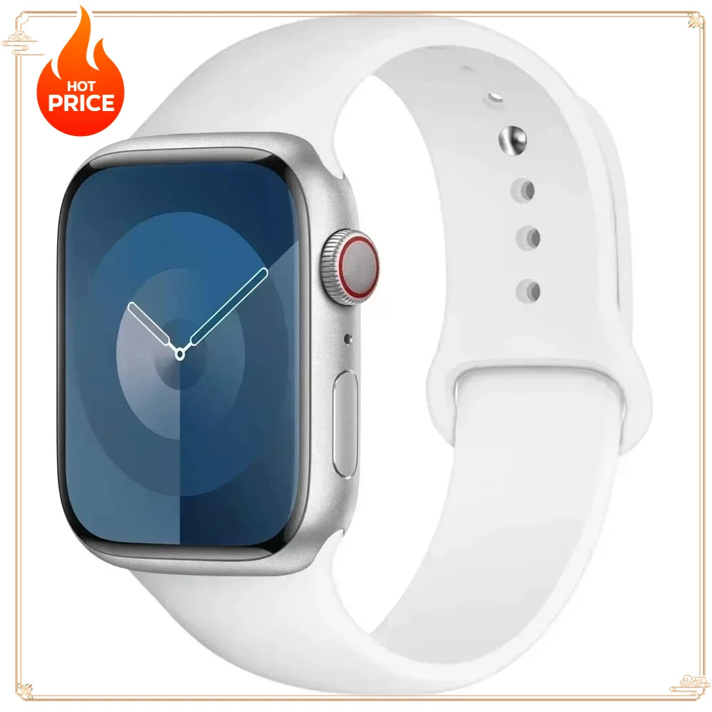 Original Silicone Strap for Apple Watch Band 38/40/41/42/44/45/46MM 49mm Bracelet for Iwatch Serie 10 9 7 4 5 6 8 SE Ultra 2 3