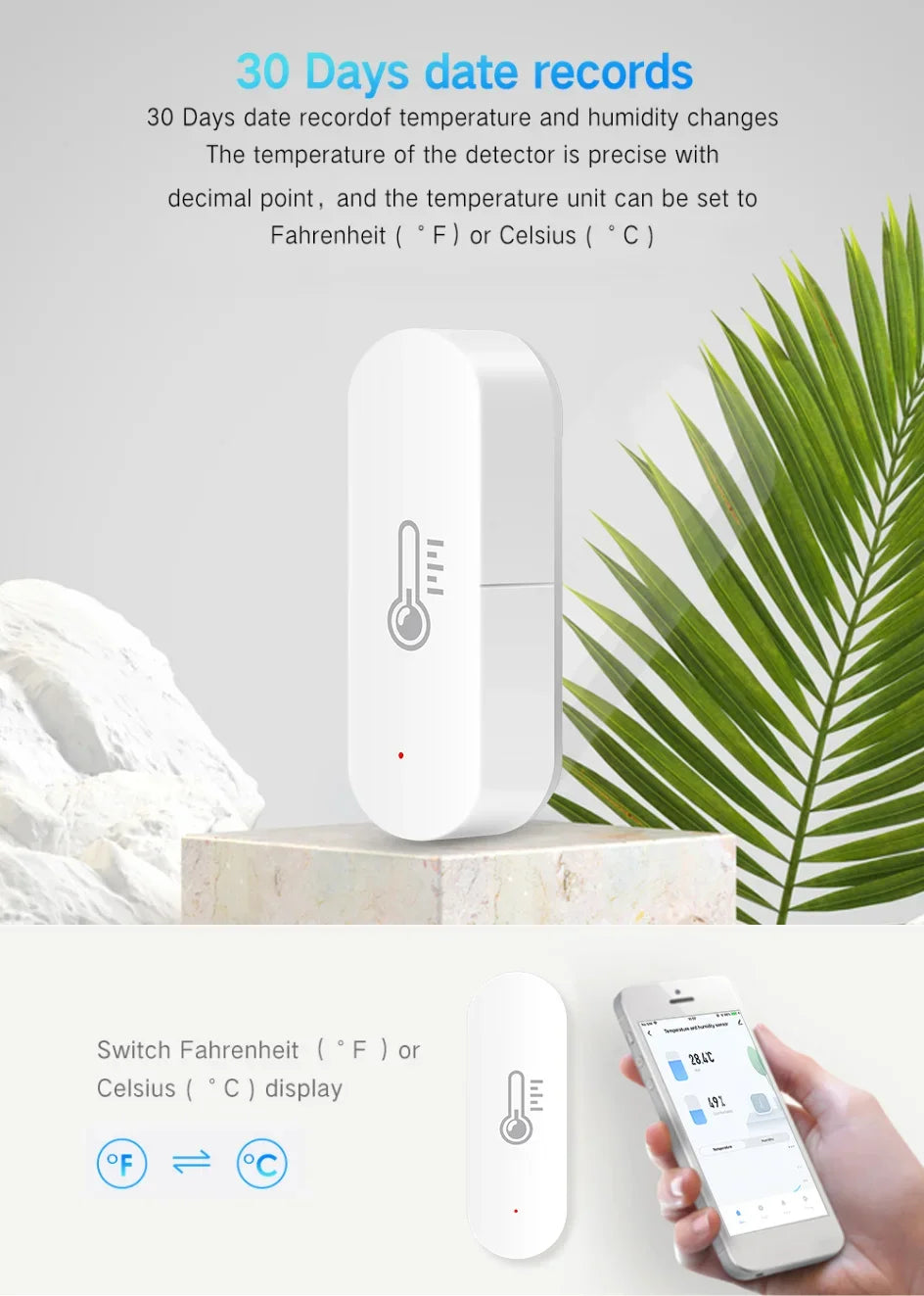 Tuya Zigbee Temperature & Humidity Sensor, Real-time Monitoring, Precise Readings, Seamless Integration for Optimal Comfort