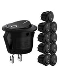 10Pcs SPST Snap-in ON-Off 2 Pin Round Snap Rocker Boat Switch Black AC 250V 6A 125V 10A for Household Appliances Replacement