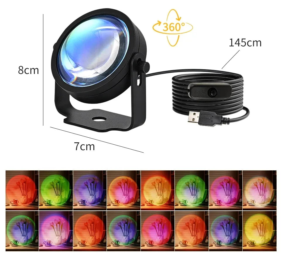 Tuya Smart Led Sunset Projector Lamp Smart Life App IR Remote Control RGB Atmosphere Spotlight Night Light for Party Photography