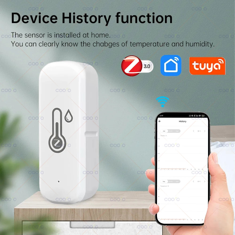 Tuya Zigbee Temperature Humidity Sensor Smart Home Indoor Thermometer Hygrometer App Monitoring work with Smart Life Zigbee2mqtt