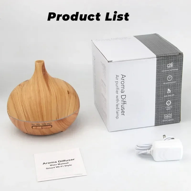 WiFi Smart 550ML Electric Aroma Diffuser Essential Oil Diffuser Air Humidifier Ultrasonic Remote Control Mist Maker Home