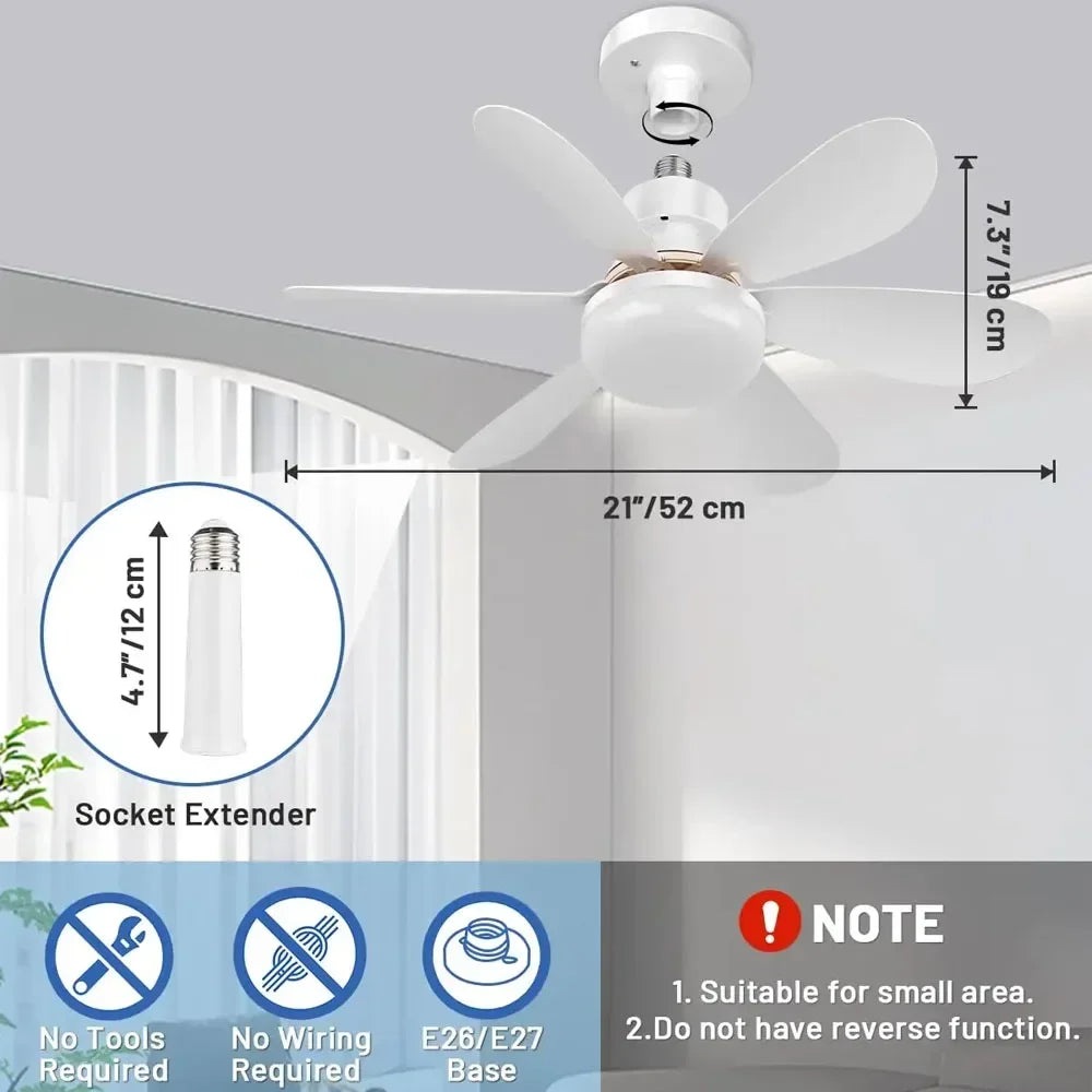 Ceiling Fan Light 52cm Thin Silent Ceiling Fan with Remote Control Unlimited Dimming 3-speed Adjustment Bedroom Living Room