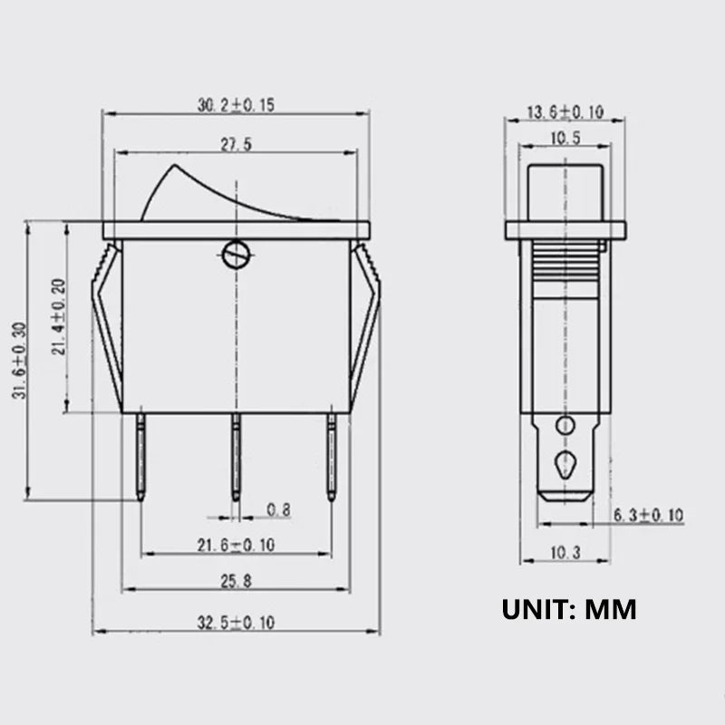 5/20PCS KCD3 Rocker Switch with LED ON OFF 16A 250V 220V 3 Pin 20A Small Light Cover Cap for Electric 2Position Switch
