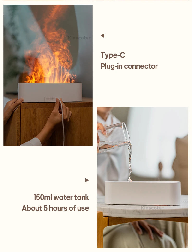 Simulation Colorful Flame Aroma Diffuser Air Humidifier Aromatherapy Essential Oil Timing Ultrasonic Cool Mist Maker Fogger