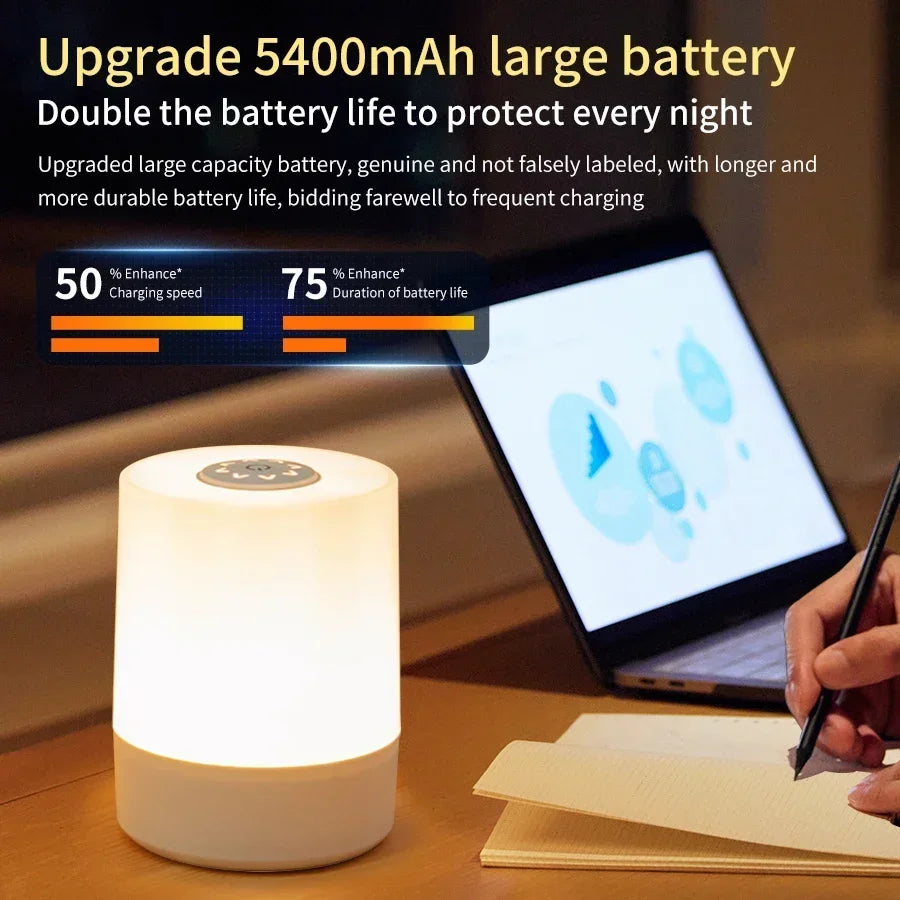 Touch Night Lamp 3 Modes Dimming Bedroom Bedside Lamp USB Charging Night Light Ambient Light Soft Light Table Lamp For Kids Gift