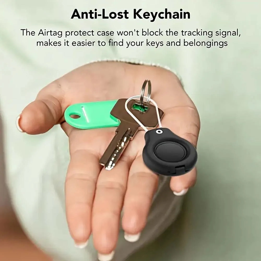 Secure Holder with Keyring - Anti-Lost Lock Case for Airtag Air Tags - Full Coverage Protectors Cover for Pets Luggage Key