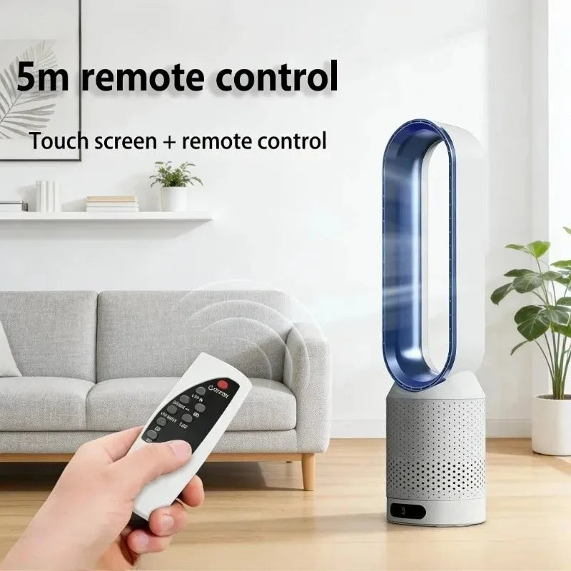 Smart Bladeless Fan with Remote Control 8 Gear Wind Speed Intelligent Timing 90° Oscillating Quiet Cooling Fan for Home Office