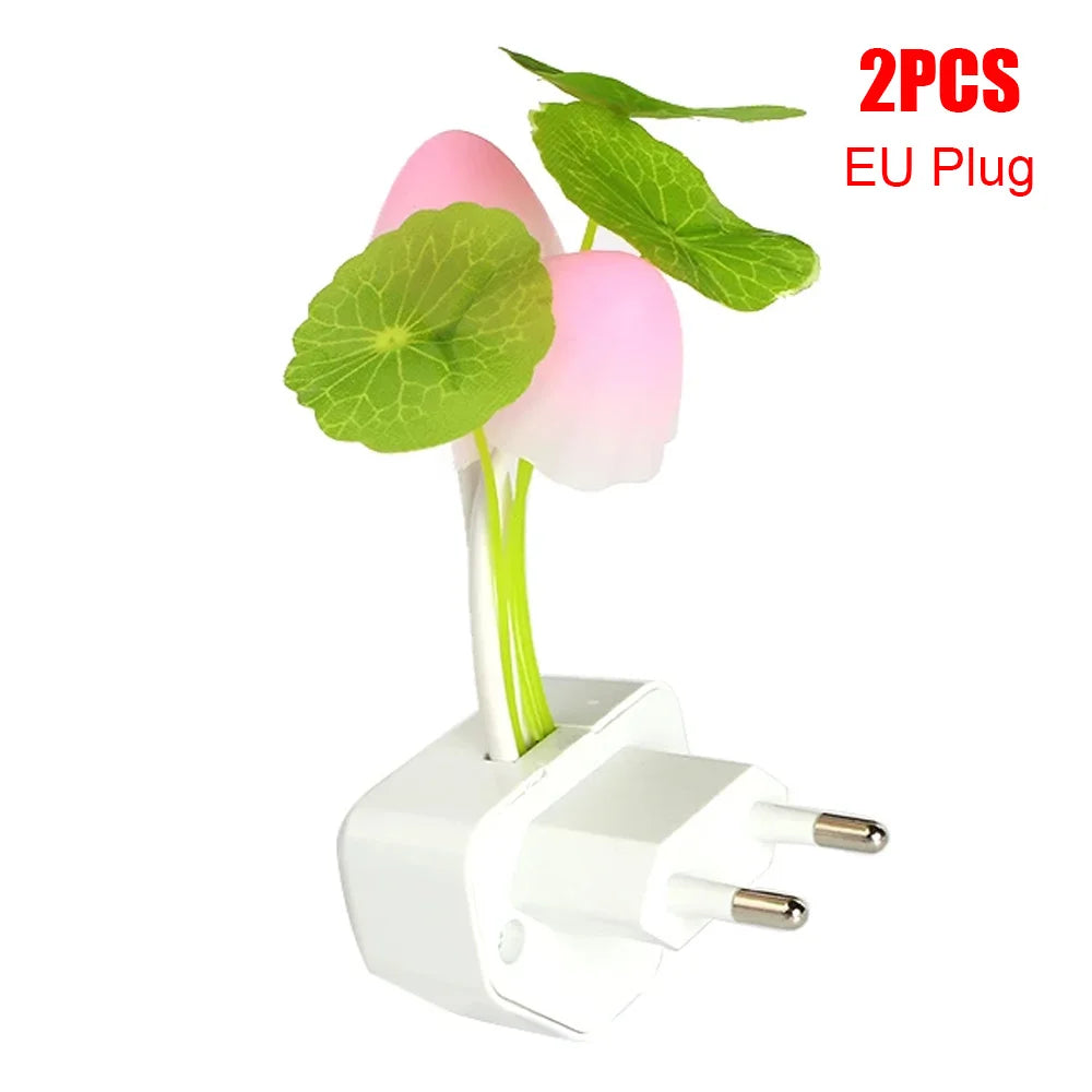 3 LED Wall Light-control Sensor Night Lights Induction Dream Fung Mushroom Lamps Home Bedroom Decorative 110V/220V EU US Plug