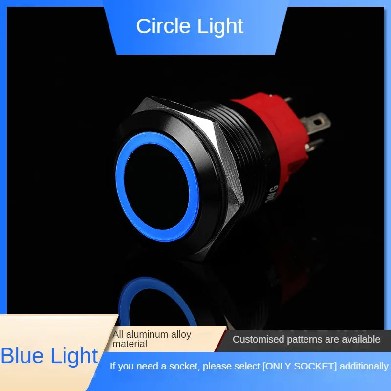 16/19/22mm Latching Push Button Switch 12/24/220V On Off BLack with LED  for with Wire Socket Plug Self-Locking/Self-reset power