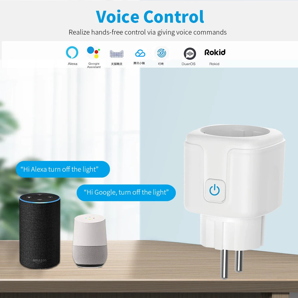 TUYA Smart Plug WiFi Socket EU 16A/20A With Power Monitor Timing Function Voice Control Works With Alexa Google Home