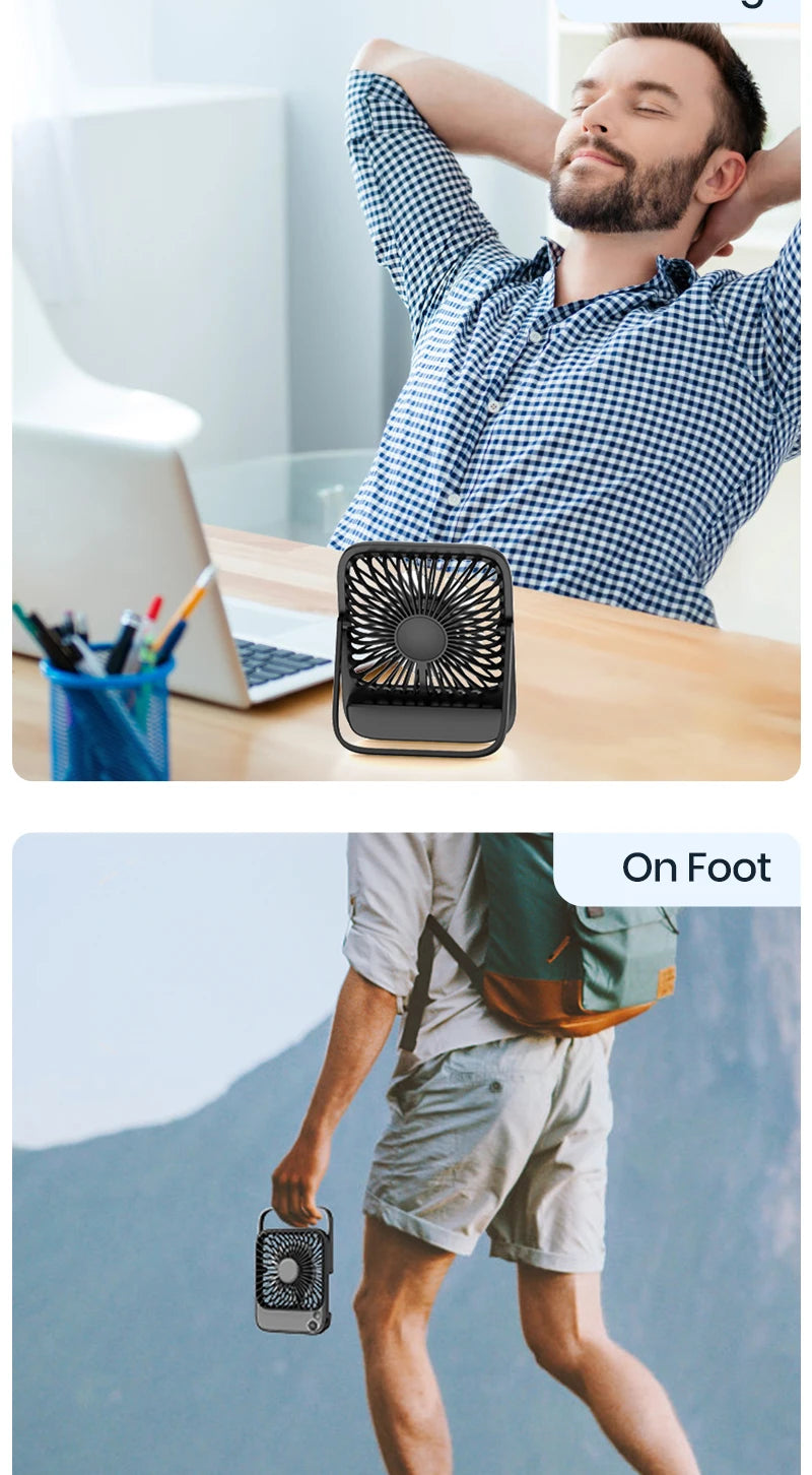 TOPK Rechargeable Portable Fan Electric Mini fan for Camping,4600mah Battery USB Desk Fan Small Silent Table Fans for Room Home