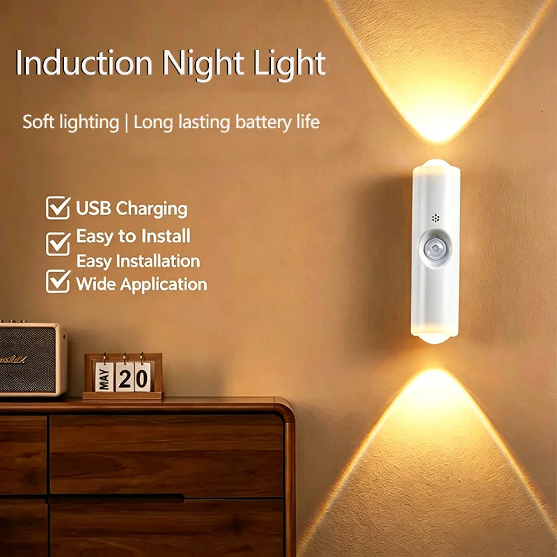 Smart RGB Gradient Night Light Magnetic Motion Sensor Rechargeable Wall Lamp for Bedroom Bathroom Closet Garden Home Decor