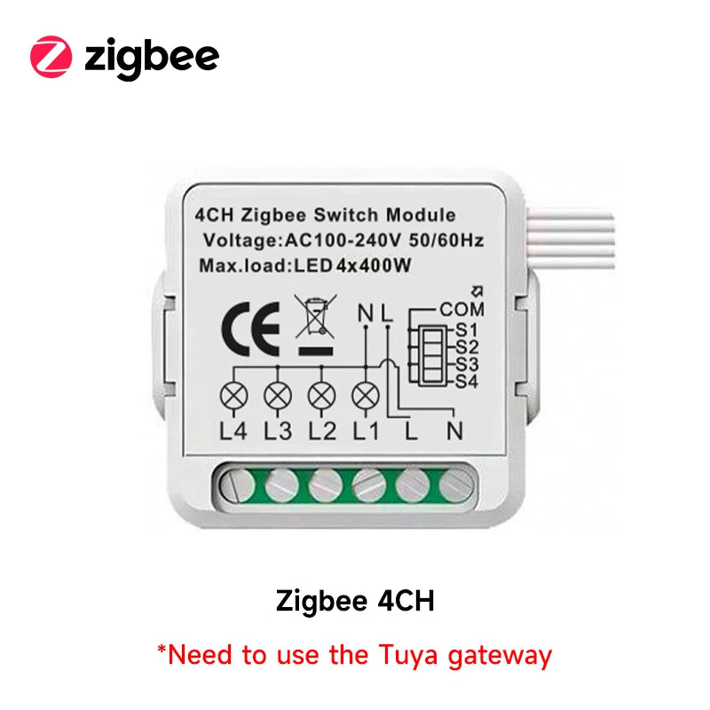 Tuya WiFi/ZigBee Mini Smart Switch 1/2/3/4 Gang Support 2-way Voice Control via Smart Life APP Alexa Google Assistant