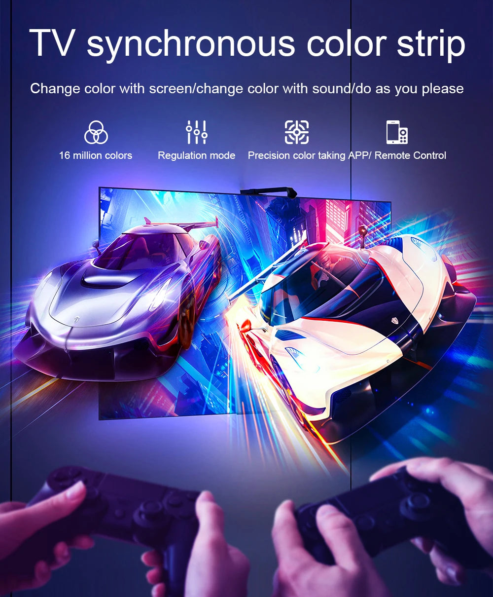 Immersion TV Backlights with Camera, Smart Ambient TV Strip Light RGB Synchronization Ambient Led Strip Light Lamp Camera Room