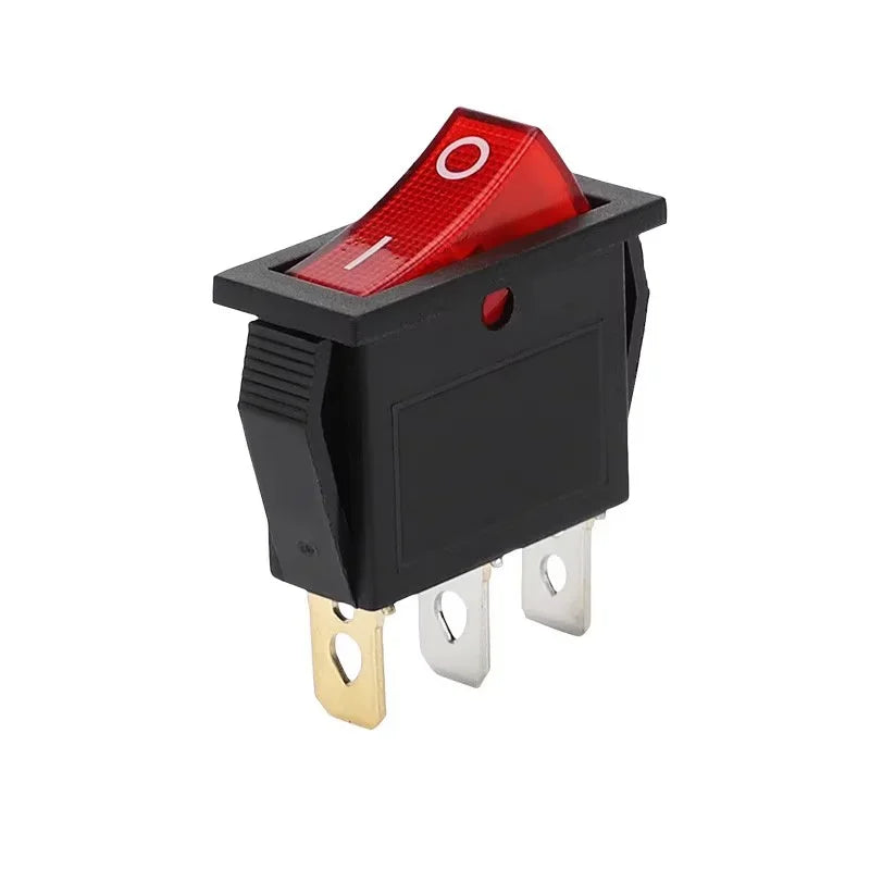 5/20PCS KCD3 Rocker Switch with LED ON OFF 16A 250V 220V 3 Pin 20A Small Light Cover Cap for Electric 2Position Switch