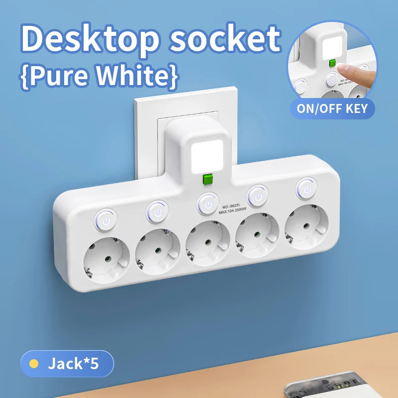 5-Sockets Electrical Socket EU Socket Plug Outlet No Extension Cord With or without it USB Type-C Ports Two specifications