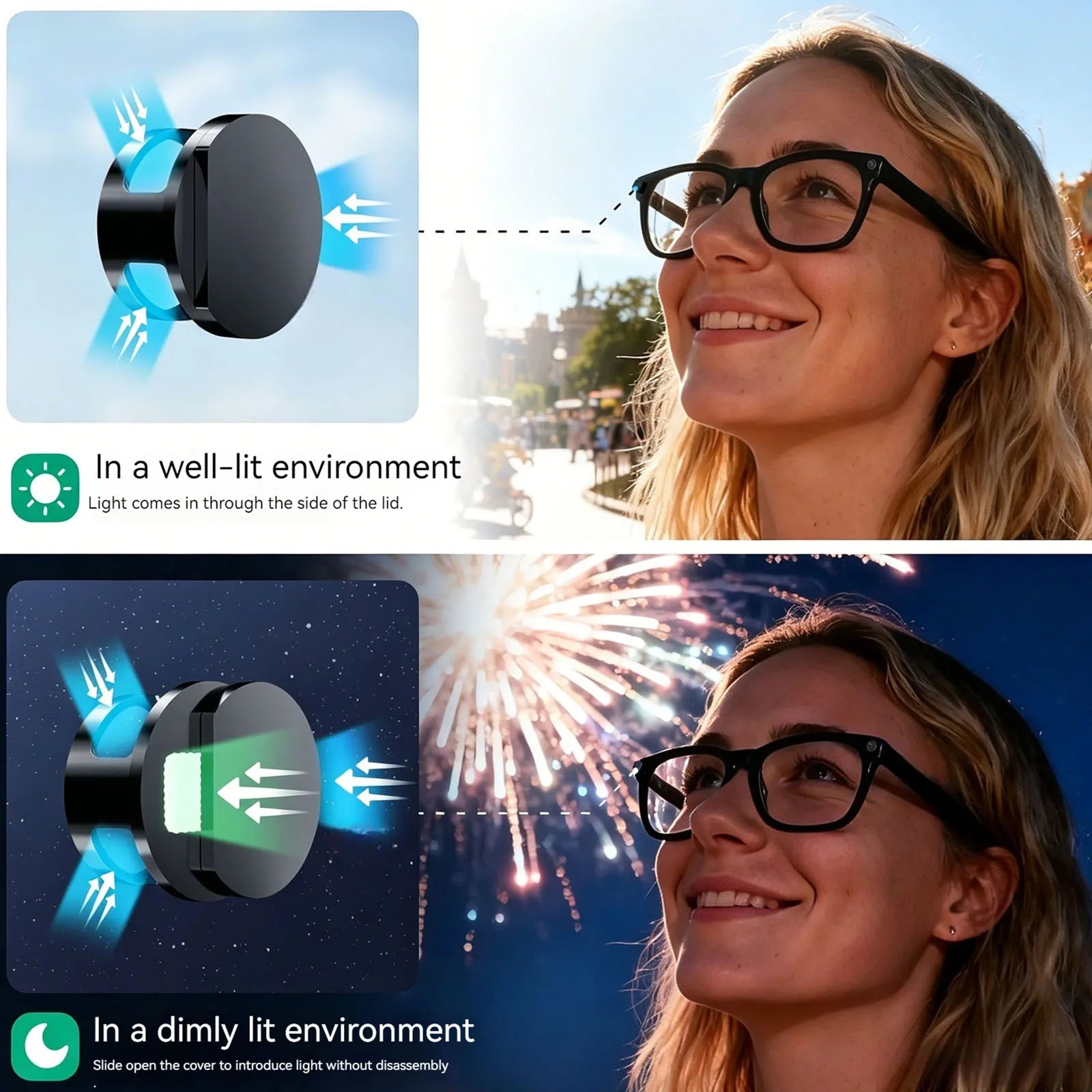 LED Light Blocker Cover for Meta Display LED Light Dimming Blocker LED Lights Protection Covers for AI Smart Glasses